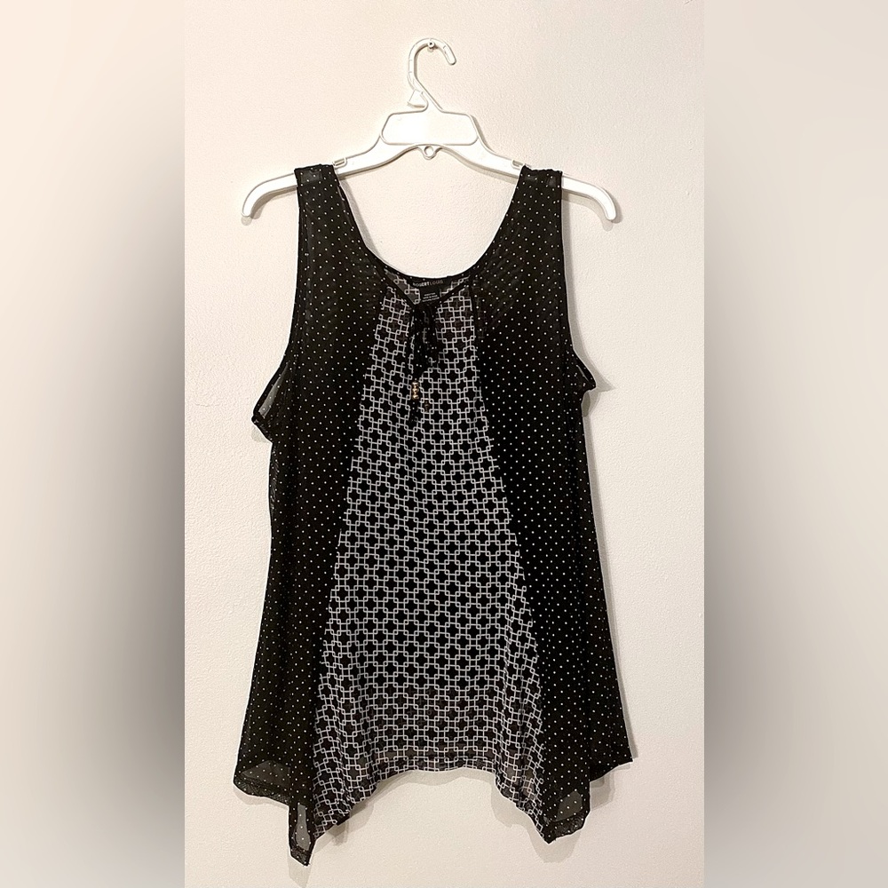 NWOT Robert Louis multi-patterned sheer top with camisole, Size: Large